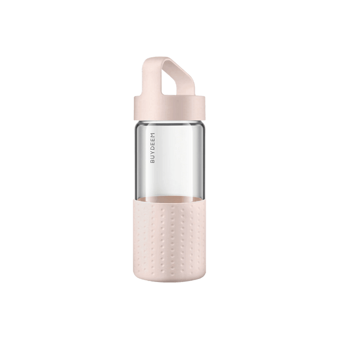 Buydeem Portable Glass Water Bottle Pink