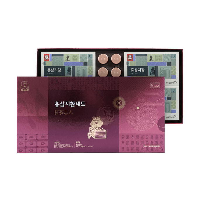 Hong Sam Ji Hwan Set, Hong Sam Ji Gam 50ml*20 Pouches + Hong Ryuk Hwan 3.75*10 Pills, 6-Year Korean Red Ginseng