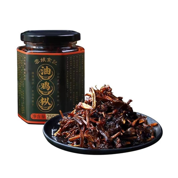 Oil chicken mushroom ready-to-eat side dish 250g per bottle,