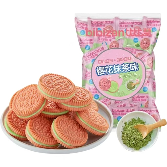 Bibi Zan Sakura Matcha Cream-Filled Cookies Snack 360g - Yami.com