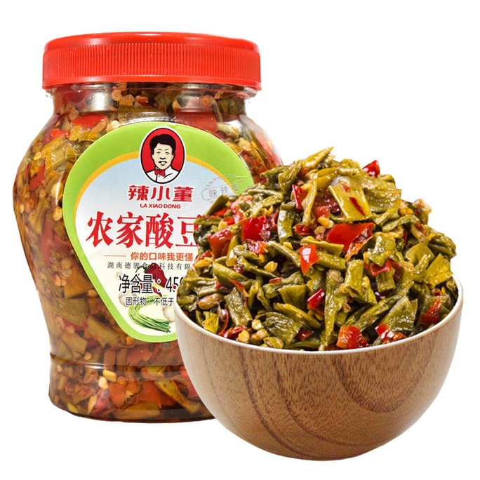 【中国直邮】 辣小董 农家酸豆角  酸辣豇豆角即食下饭菜 450g *1瓶