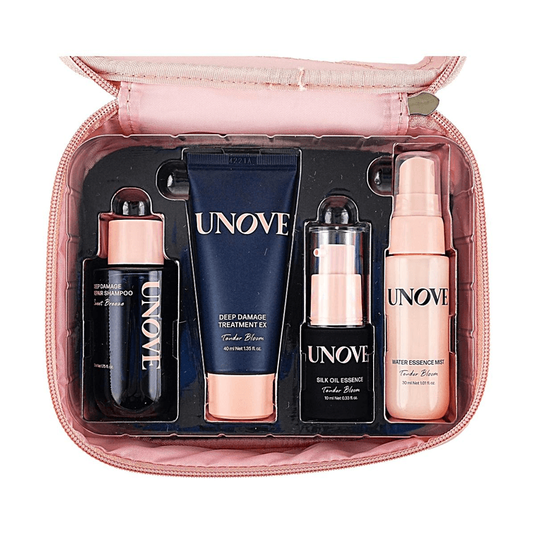 Unove Travel Kit (Shampoo 52ml + Treatment 40ml + Hair Oil 10ml + Mist 30ml) Repair Nourishing Smooth Travel Size 4