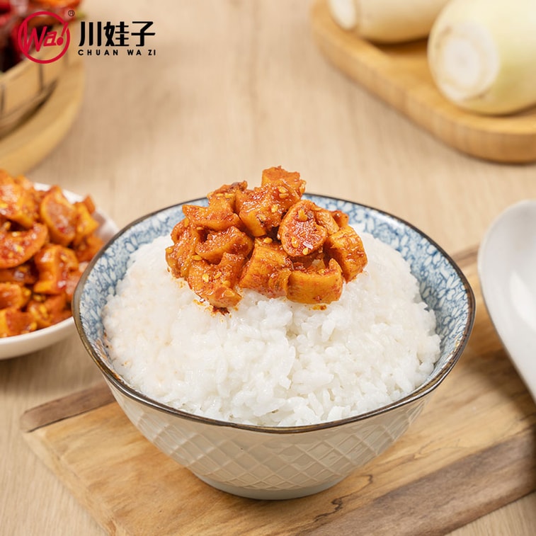 チュアンワジ クリスピー大根（230g、辛味） - ご飯、麺類、漬物、ソースに最適です。また、パリパリとした食感の山大根がお好きな方にもおすすめです。[厚さ0.8cm、一口サイズ] パンのお供にも。 5