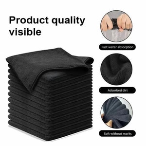  RHFJAKA 美国发货 12条装超柔软超细纤维清洁布,12 x 12英寸优质毛巾,不掉毛、不刮伤表面,吸水性强,可重复使用,适用于家庭、厨房、窗户和汽车清洁