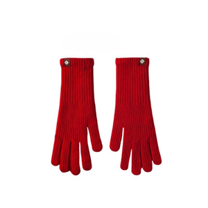 Red woolen gloves for women, thick and warm for autumn and winter season * 1 piece