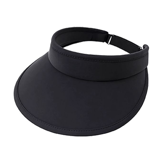 UV Protection Sun Hat Visor Topless Hat   Foldable Adjustable Black Brim 3.94"