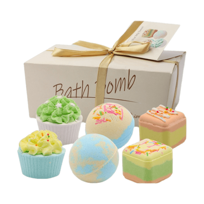 澡堂實驗室BATHLAB 加州陽光泡澡求禮盒 精油香氛泡泡浴球 6個 圓球形*2+蛋糕型*1+方形*2 泡澡泡腳均可