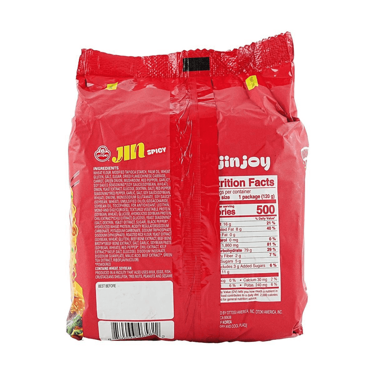 Spicy Jin Ramen - Korean Style Instant Noodles, Rich and Savory Beef Broth , 4 Pack 16.9 oz  11
