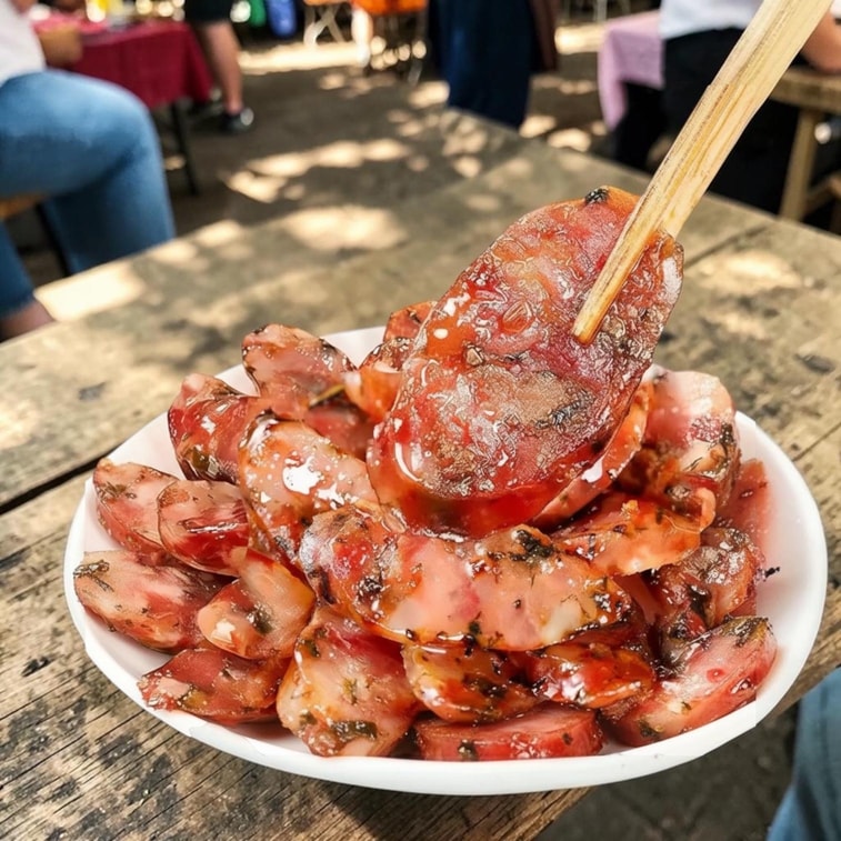 アメリカンスタイルのおいしい保存マスタードグリーンソーセージ 150g（スライス済み、加熱が必要です） 4