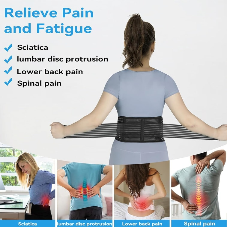 Back Support with Magnet, Tourmaline Magnetic Back Braces for Lower Back Pain Relief, Self Heating & Soothing Waist Band, Lumbar Support Belt for Herniated Disc/Sciatica (Medium) 4