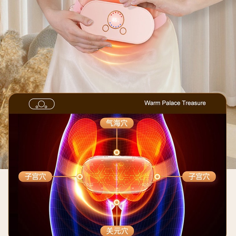 New Warm Palace Waist Belt 6 Levels Adjustment Vibration Massage Supports Uterus And Waist Warms Stomach Pink 4