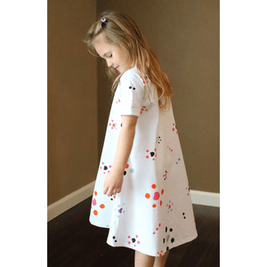 MOM LOVES ME & Kids スターフィッシュ ポルカドット柄 女の子用オーガニックコットン スウィングドレス 3歳用