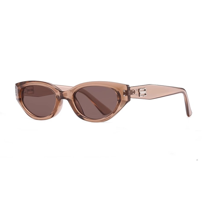 New retro cat eye sunglasses for men and women anti-ultraviolet driving sunglasses shallow tea frame tea piece 1 set