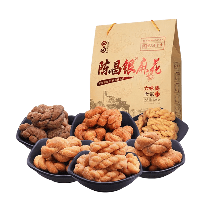 陳昌銀 重慶磁器口麻花禮盒 6味 528g【重慶特】【春節貨禮盒】