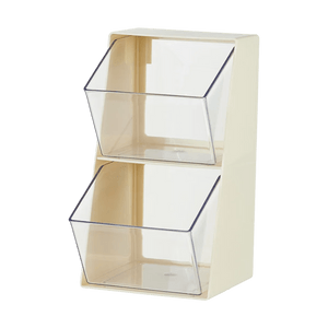 川岛屋 茶包收纳盒 密封防尘 奶油白 桌面收纳 13.8×12.5×25cm