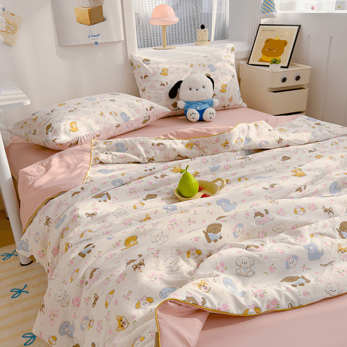 【中国直送】Lullabuy 繊細で涼しい大豆繊維二層糸エアコンキルト 夏用キルト（キルトのみ）ダブルサイズ 内富王王
