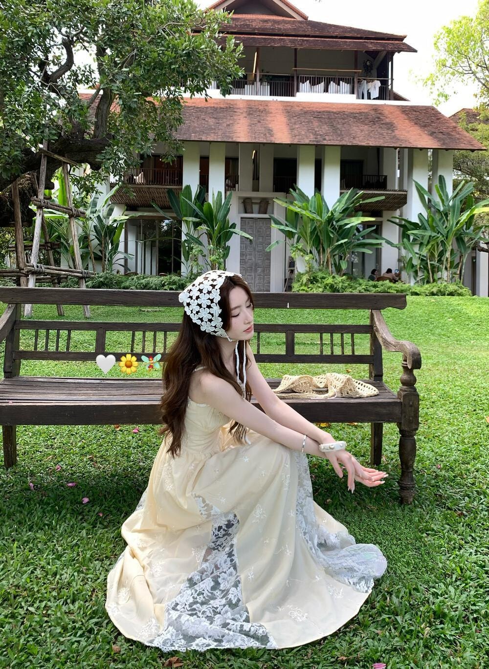 【加拿大直邮】 加拿大 SCENARIO 奶油花园少女蕾丝长裙 S-M码 黄色 米黄色 M