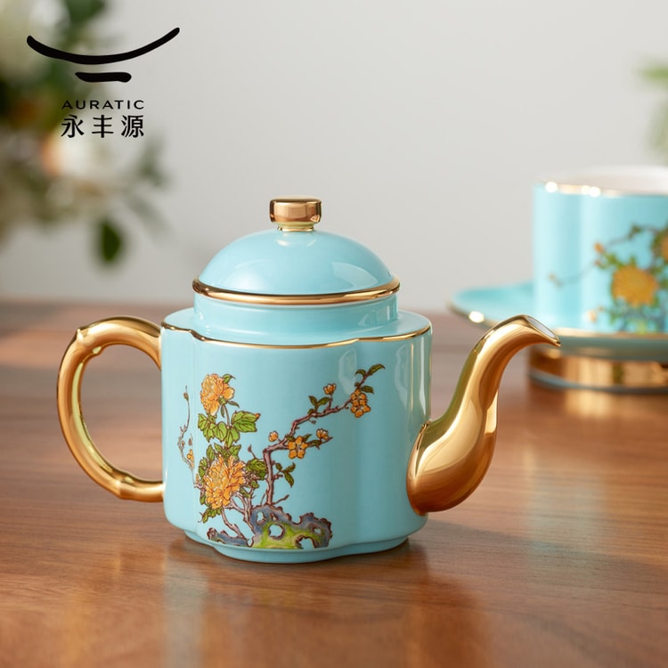 国瓷永丰源【一人精致下午茶☕】夫人瓷西湖蓝4头茶具【中秋送礼