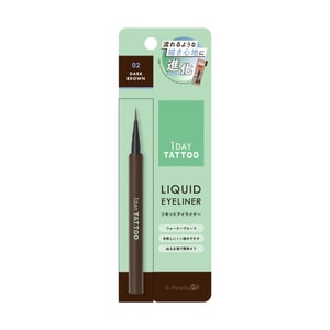 K-Palette 1DAY TATTOO Liquid Eyeliner #02 Dark Brown, Waterproof & Long-Lasting, All Day Wear