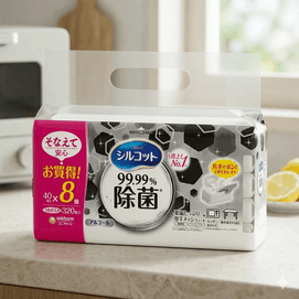 日本UNICHARM尤妮佳 SILCOT 99.99%除菌湿巾 含酒精 40枚x8
