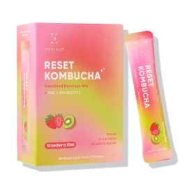 Reset Kombucha, Vegan Probiotics Sticks, Strawberry & Kiwi Flavor, 10pcs
