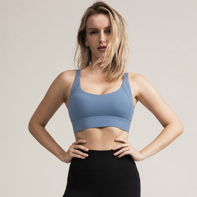 Sports Running Shockproof Yoga Tank Top Thin Gathered High-strength Fitness Bra Blue L