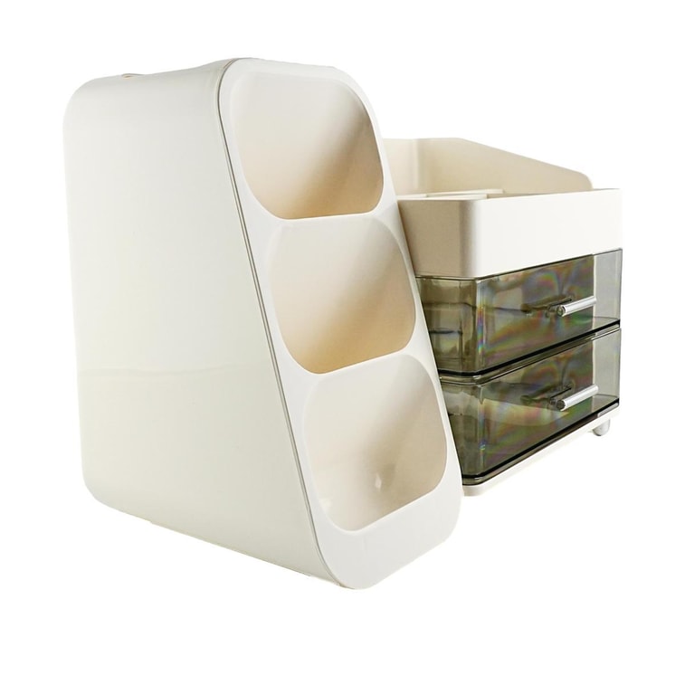 川岛屋 化妆品收纳架 多层整理 白色 梳妆台浴室 25×19×35cm 7