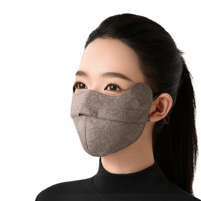 【中国直送】夏秦 日焼け止めマスク シルク UVカット レディース フェイスマスク 冬暖か 沈香＆コーヒー色 23.5*13.5cm