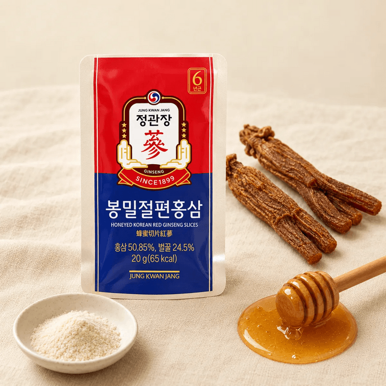 꿀에 절인 한국 홍삼 슬라이스 0.71oz*6팩 4.23oz 【한국 직수입】【꿀에 절인 슬라이스】 1