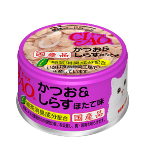 [일본 직배송] CIAO 고양이 사료 (85g) - 가다랑어, 대구, 가리비