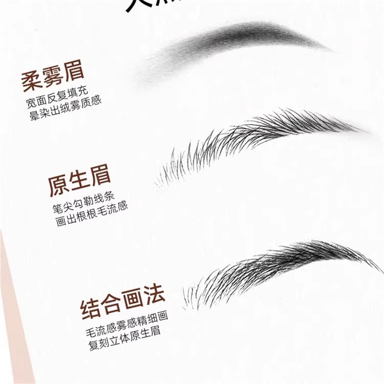 [중국 직배송] 젠메이 이노베이션 초극세 원형 삼각형 팁 폴리고눔 멀티플로룸 아이브로우 펜슬, 오래 지속, 방수, 방한, 번짐 방지로 자연스러운 눈썹 연출, 2개입, E01 소프트 매트 그레이 브라운 3