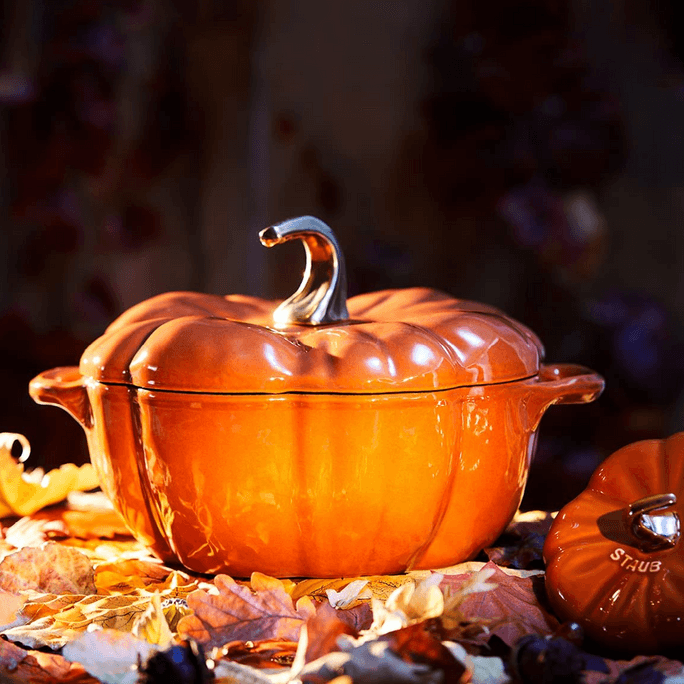 Cast Iron Pumpkin Cocotte with Stainless Steel Knob Burnt Orange 3.5Qt