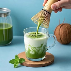 Fresh Coconut Matcha Longjing 0 Trans Fat 0 Additives Independent small package Leisure refreshing and flavor-neutral matcha drink 108g/1 bag