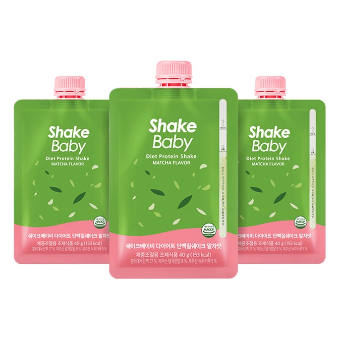 韩国 SHAKE BABY 旅行 减肥代餐营养奶昔 高蛋白 低卡低热量 抹茶味 40gX3杯