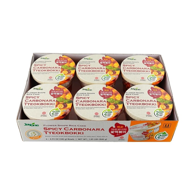 Flower Shape Rice Cake - Spicy Carbonara Tteokbokki, 4.93 oz*6 Bowls