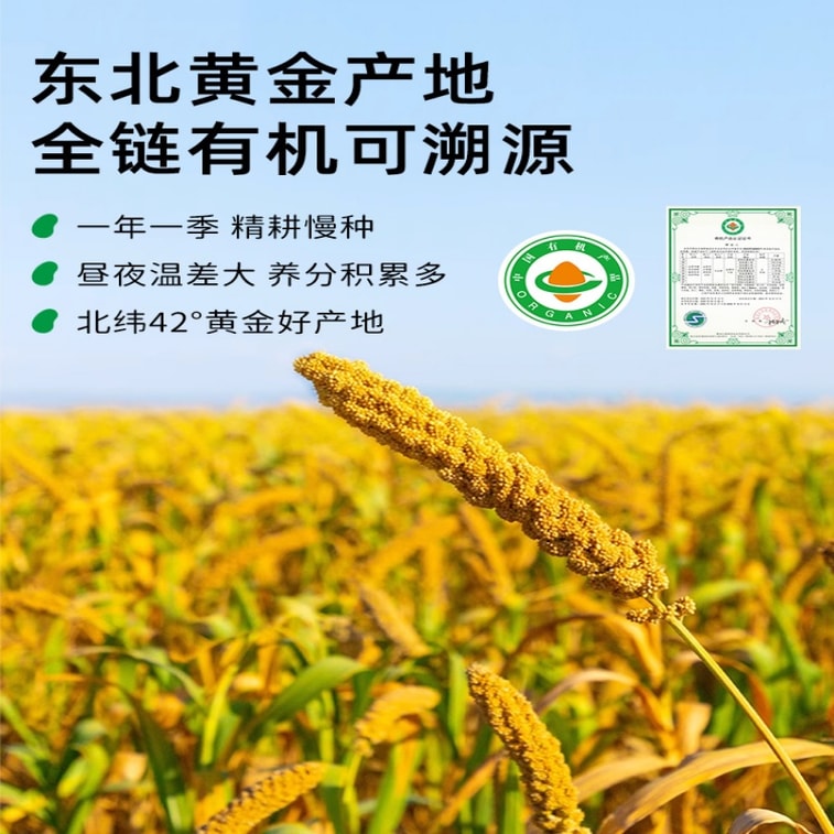 【中國直郵】 壹兩黒土 東北五常有機黃小米 當季新米月子米 嬰兒寶寶輔食糯小米粥 500g(50g*10) 4