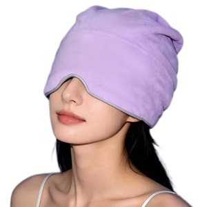 Lightweight Gravity Deep Sleep Cap Eye Mask, Blackout Sleep Mask For Sleep, Australian Wool Head Protection, Air-Conditioning Windproof Nap, Women's Deep Sleep Cap, Deep Sleep Purple, 1 Pack