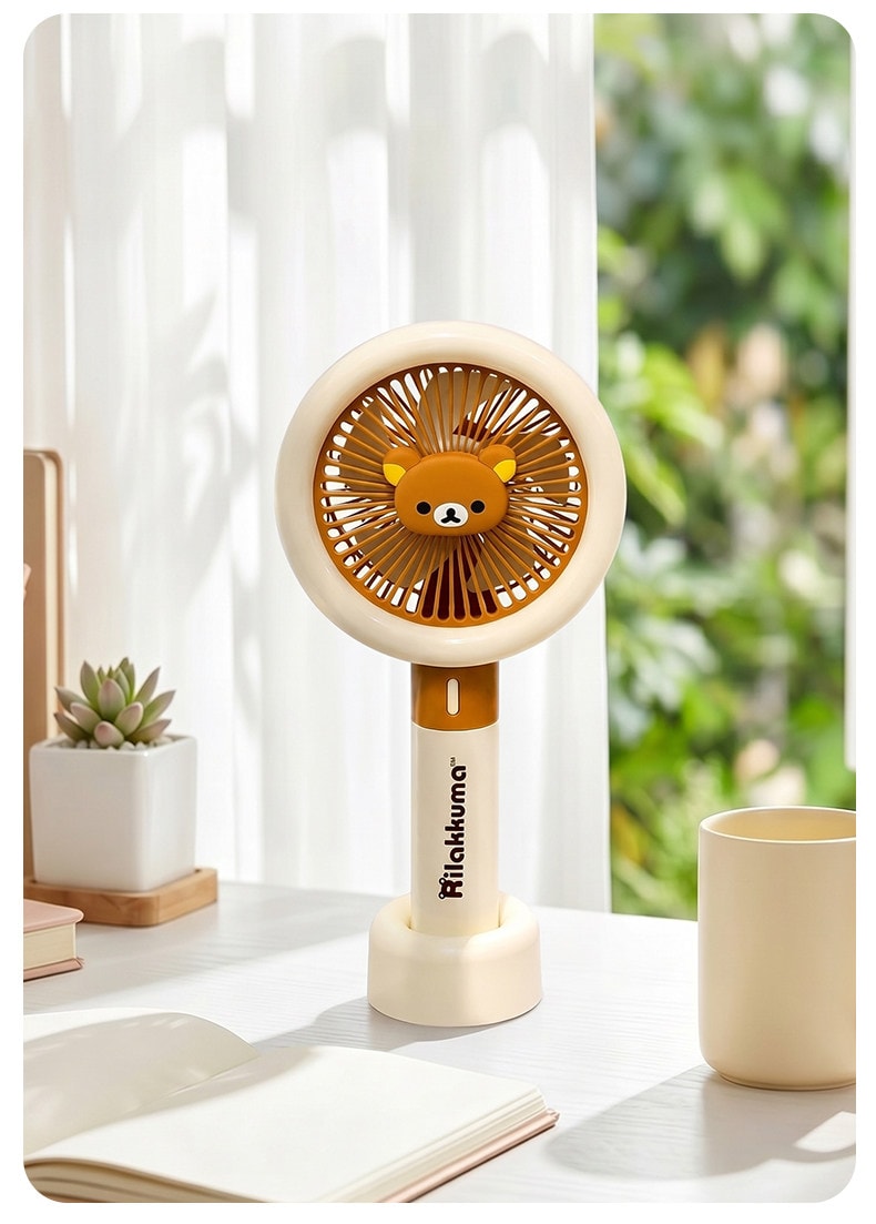 【中國直郵】 日本 輕鬆熊 手持小風扇掛脖電風扇小型2026新款usb充電風扇辦公室桌上型學生上課靜音便攜式隨身手 輕鬆小熊一見傾心手持風扇-棕色1個