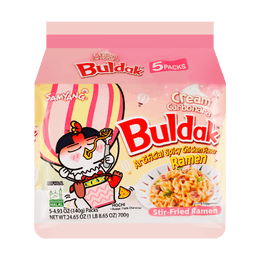 Buldak Cream Carbonara Hot Chicken Flavor Stir-Fried Ramen - 5 Packs* 4.93oz【Trending on TikTok】