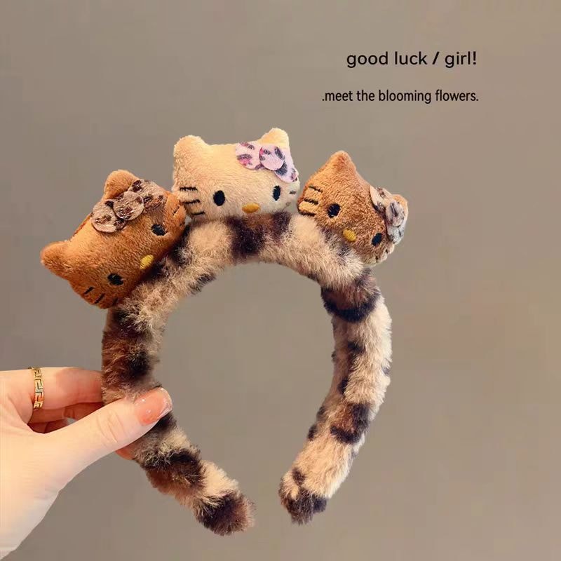 Cute Leopard Print Hello Kitty Headband in Yellow Leopard Print | Flatters Face Shape, Boosts Crown Height for Enhanced Elegance [TikTok & Little Red Book Viral Hit] 1 Piece