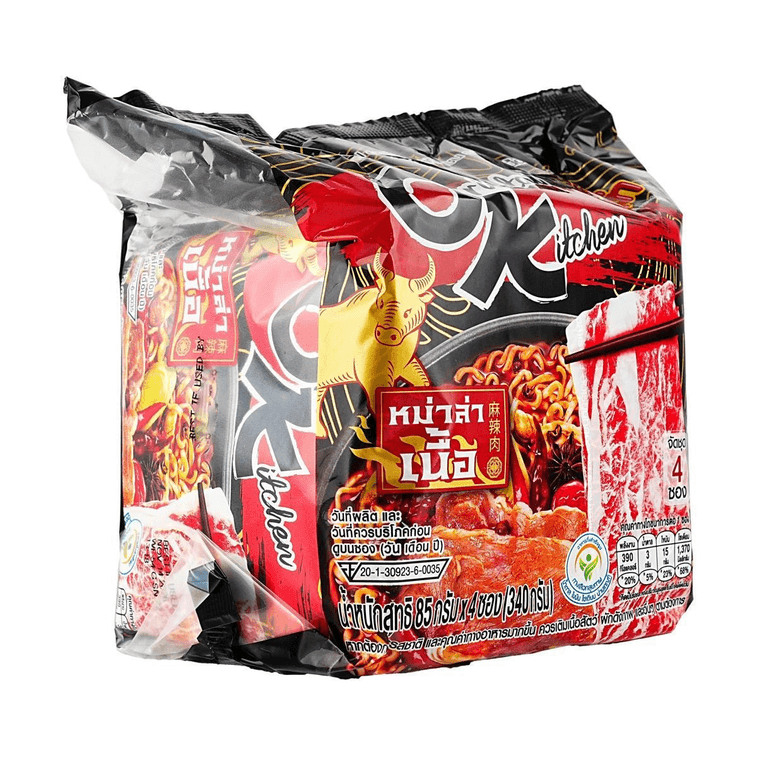 泰国MAMA妈妈 OK拌面炒面 麻辣牛肉味 方便面泡面 85g*4包 5