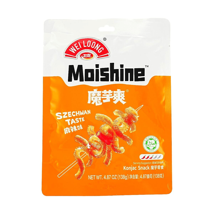 WEILONG Moishine Konjac Snacks, Sichuan Spicy Flavor, 4.87 oz【Low