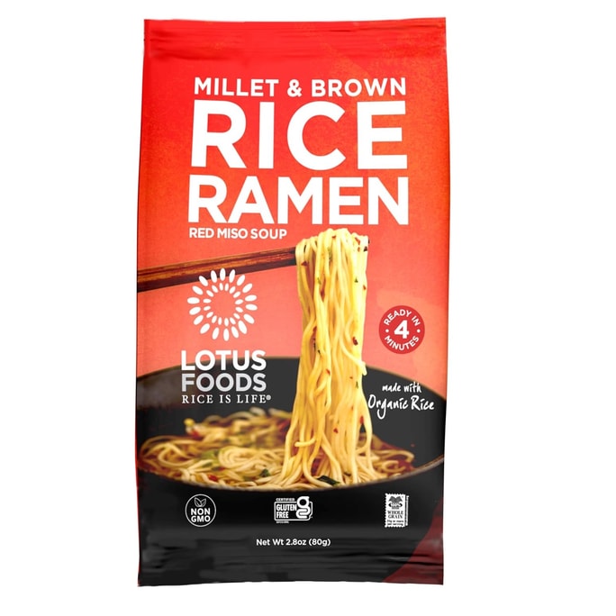 美国 莲花食品 有机拉面味噌汤混合 - 小米和棕色 - 2.8 盎司(80 克)