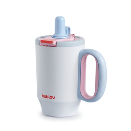 Stylish Stainless Steel Insulated Cup - Office Straw Coffee Mug - Blue 680ml