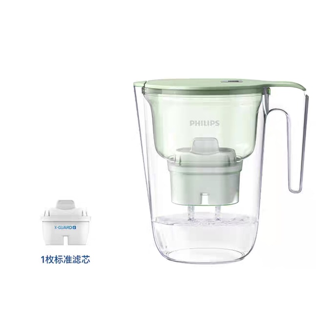 【中国直邮】 飞利浦 新款家用厨房自来水过滤器滤水杯 【绿色3.4L】1壶1芯