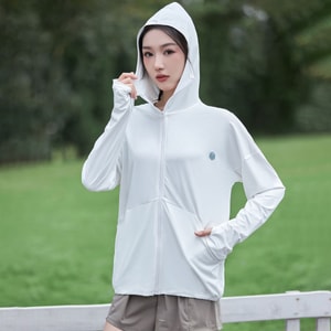 Original Yarn Ice Silk Cooling Sun Protection Coat For Women Loose Slim Fit Breathable Anti-uv Outerwear White M 1 piece