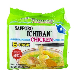 Noodle Inst 5p Sapporo Ich Chicken Flavor ,17.5 oz