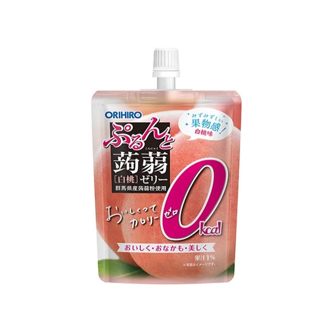 【日本直邮】ORIHIRO 0卡蒟蒻吸吸果冻爽 白桃味 130g