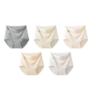 【香港直送】ハーブ初色 フリンジ柄ジャカードカラーコットンマタニティショーツ5枚セット（ライトグレー+ライトイエロー+ライトアプリコット+シュリンプ+ライトパープル）Lサイズ ハイウエスト腹部サポート 通気性コットン 10A抗菌 妊娠中期・後期適用