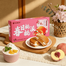 好丽友 春日桃桃派 夹心蛋糕派 桃子酸奶味 6枚入 138g【含真实蜜桃果粒】【清新怡人不甜腻】